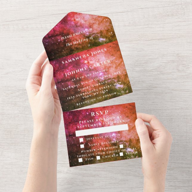 Invitation Tout En Un Galaxy Starry Night Stars Sky Mariage (Déchirure)