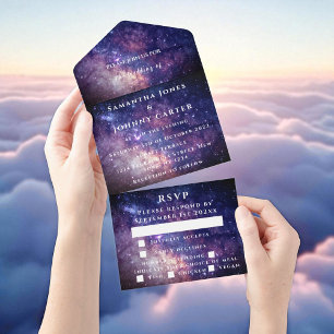 Invitation Tout En Un Galaxy Starry Night Stars Sky Mariage