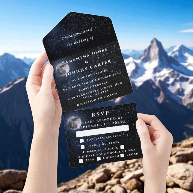 Invitation Tout En Un Galaxy Starry Night Stars Sky Mariage Moon (Créateur téléchargé)