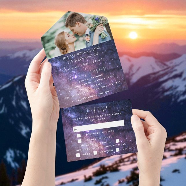 Invitation Tout En Un Galaxy Starry Night Stars Sky Mariage Nebula Photo (Créateur téléchargé)