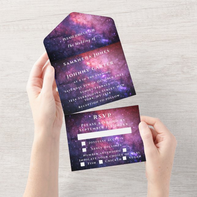 Invitation Tout En Un Galaxy Starry Night Stars Sky Nebula Cosmic (Déchirure)