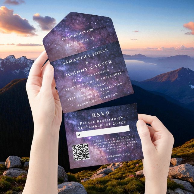 Invitation Tout En Un Galaxy Starry Night Universe Sky Mariage Nebula (Créateur téléchargé)