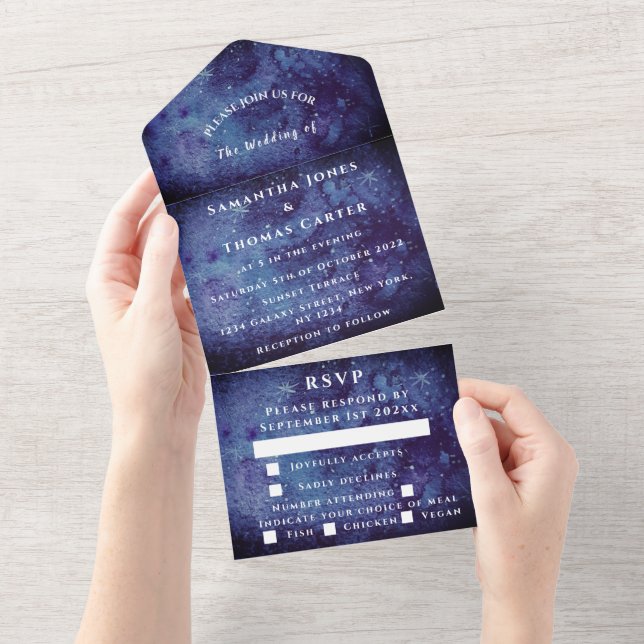Invitation Tout En Un Galaxy Starry Night Universe Sky Mariage Nebula (Déchirure)