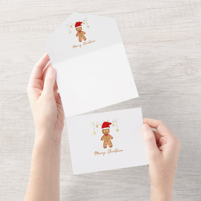 Invitation Tout En Un Gingerbread Salutations Noël (Déchirure)