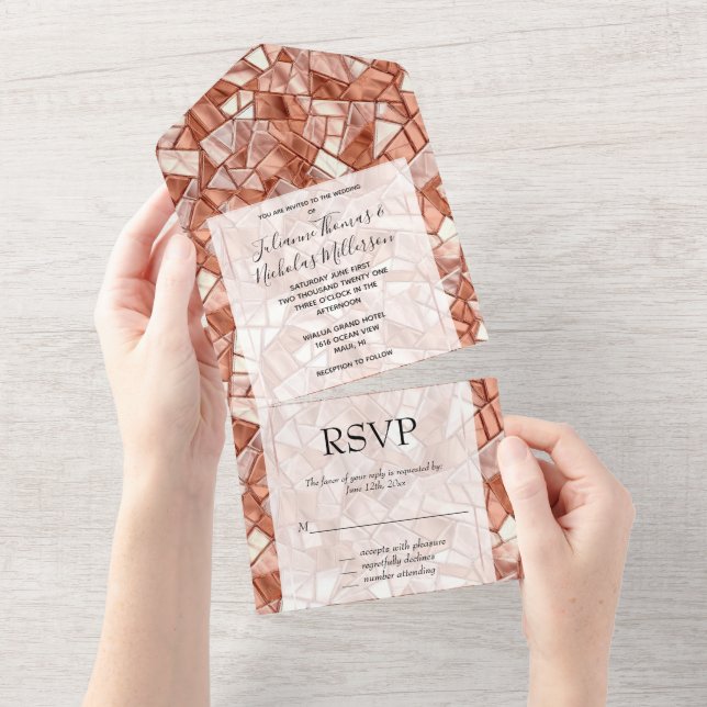Invitation Tout En Un Girl Glam Chic Rose Gold (Déchirure)