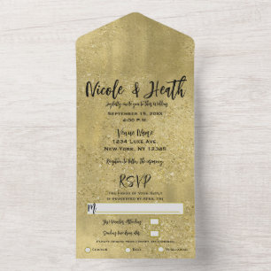 Invitation Tout En Un Glam Mariage Gold Sparkle tout en un