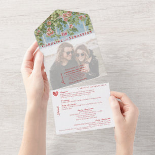 Invitation Tout En Un Glam Rustic Arch Rose Jardin Photo Mariage