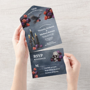 Invitation Tout En Un Gothique mystique Moody Floral Mariage