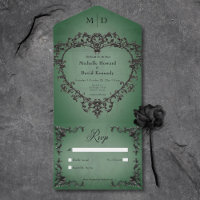 Gothique Noir & Vert Filigree Coeur Pas de Dîner