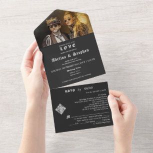 Invitation Tout En Un Gothique Rien de fantaisie Juste aimer RSVP Mariag