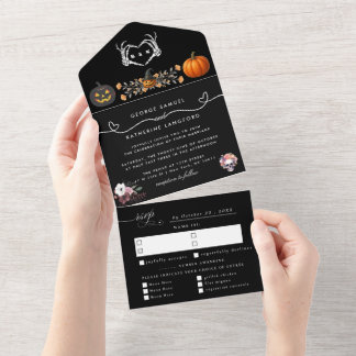 Invitation Tout En Un Gothique Romantique Squelette main Halloween Maria