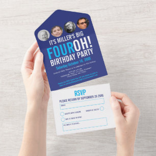 Invitation Tout En Un Graphic marine ciel bleu 40e anniversaire photo de