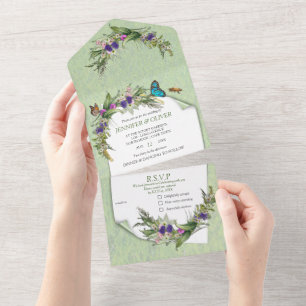 Invitation Tout En Un Grasses & Fleurs de Printemps Tout en un Mariage I