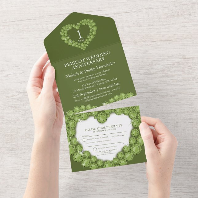 Invitation Tout En Un Green 1er peridot mariage anniversaire gemstone (Déchirure)