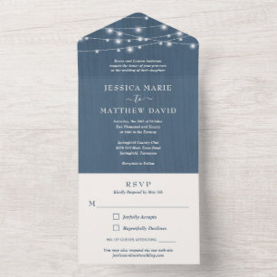 Invitation Tout En Un Guirlande Lumineuse de Ferme Rustique Mariage Tout