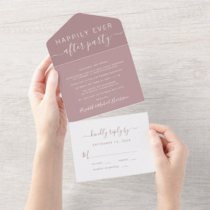 Invitation Tout En Un Heureusement Jamais Après La Dusty Rose Mariage Ré