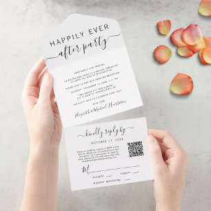 Invitation Tout En Un Heureusement jamais après QR Code Mariage Réceptio