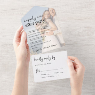 Invitation Tout En Un Heureux Jamais après le Mariage photo du parti