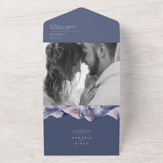 Invitation Tout En Un Hiver Mountain Soirée photo Sceau et envoi (Dehors)