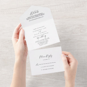 Invitation Tout En Un Idyllique Stylish Mariage de calligraphie 