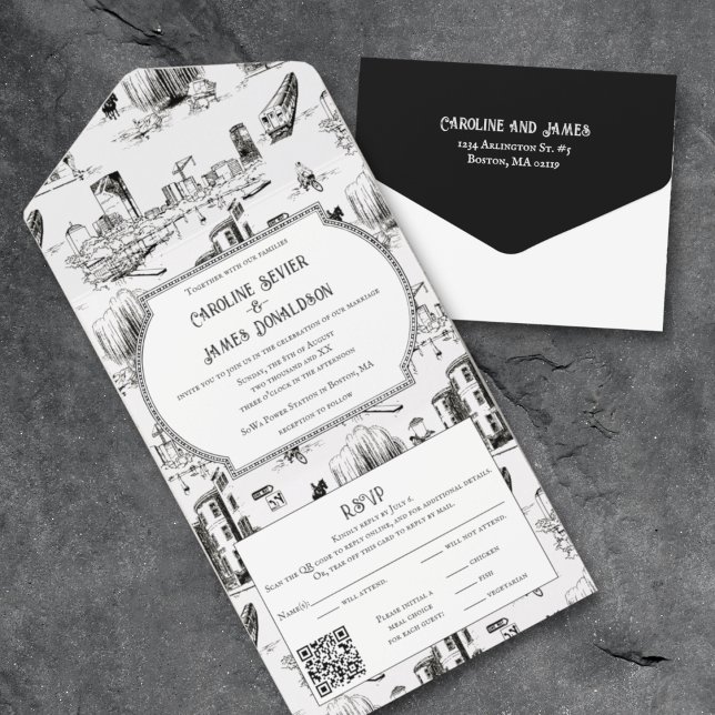 Invitation Tout En Un Invitation à un mariage pour Boston Toile (Créateur téléchargé)