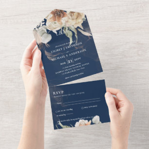 Invitation Tout En Un Invite de mariage avec RSVP Herbe de Pampas BOHO