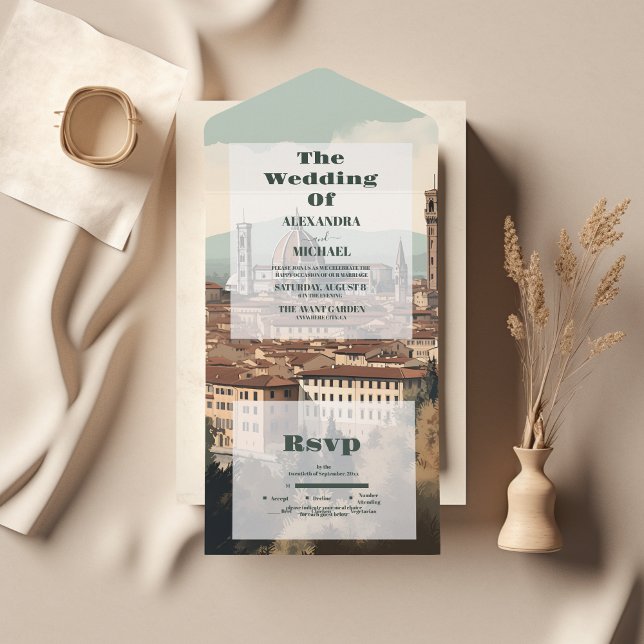Invitation Tout En Un Italie élégante Florence Destination Mariage (Créateur téléchargé)