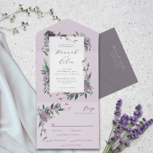 Invitation Tout En Un Jardin botanique violet élégant en Lavande