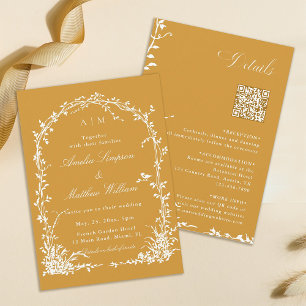 Invitation Tout en Un Jardin de Mariage à Arc Floral Ambre