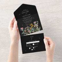 Jardin de mariage bohème noir à l'aquarelle avec f