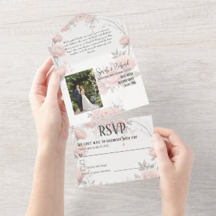 Invitation Tout En Un Jardin de papier pastel doux Mariage floral min