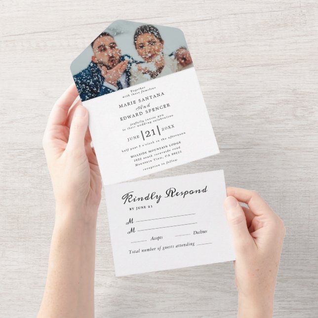 Invitation Tout En Un Jardin d'été Aquarelle Mariage floral (Déchirure)