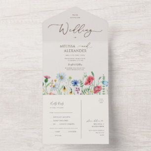 Invitation Tout En Un Jardin fleur sauvage Mariage Seal Beige Et Envoyer