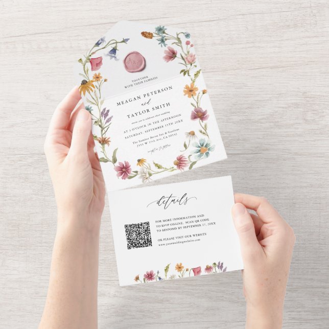 Invitation Tout En Un Jardin Floral Fleur sauvage Printemps Mariage (Déchirure)
