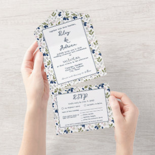 Invitation Tout En Un Jardin Monogramme Haksap Baie Floral Printemps Mar