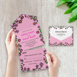 Invitation Tout En Un Jardin Rose Jardin Floral Mariage rose