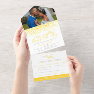 Invitation Tout En Un Jaune douche d'aquarelle tardive mariage