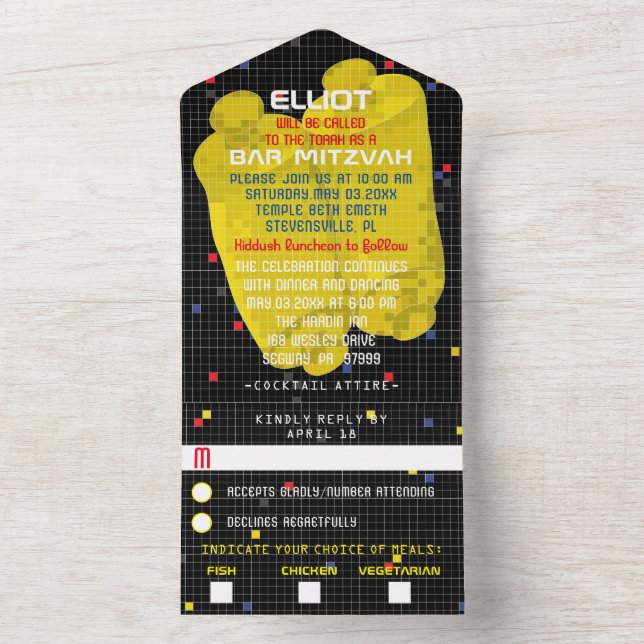 Invitation Tout En Un Jeu de Bat mitzvah de barre activé (À l'intérieur)