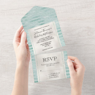 Invitation Tout En Un Joli Aqua Mint Glitzy Parties scintillant rayures