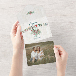Invitation Tout En Un Joli Russe Floral Joyeux Noël Typographie
