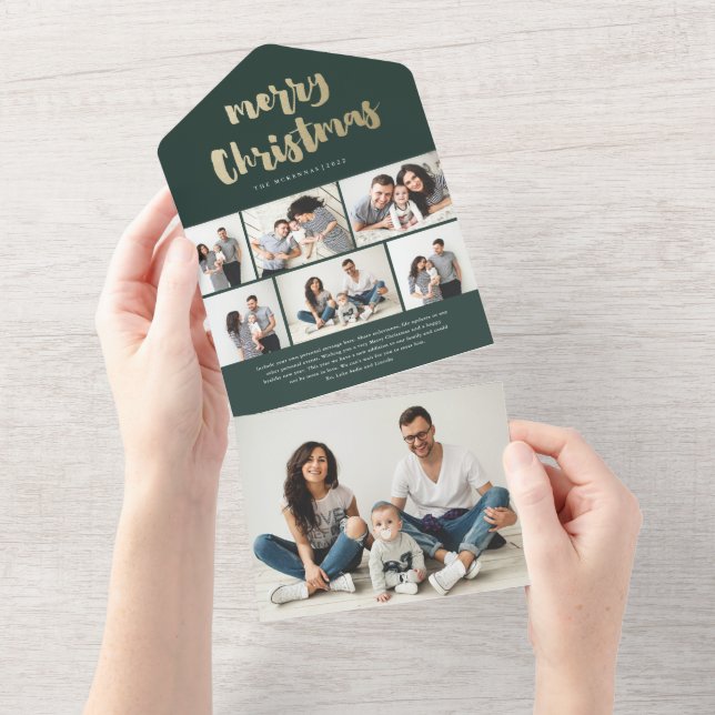 Invitation Tout En Un Joyeux Joyeux Joyeux Noël Photo Holiday (Déchirure)