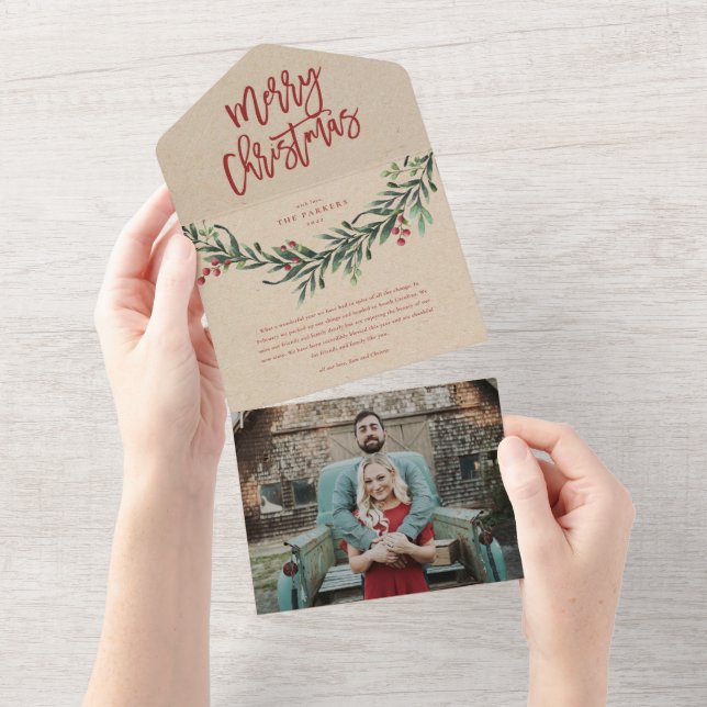 Invitation Tout En Un joyeux Noël script fête de branche (Déchirure)