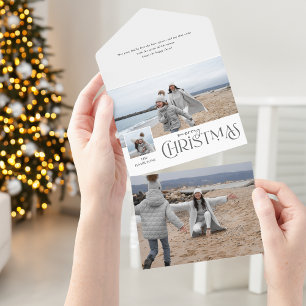 Invitation Tout En Un Joyeux voeux de Noël avec Insertion photo Argent