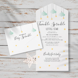 Invitation Tout En Un Jumeler Sprinkle Sexe Baby shower neutre