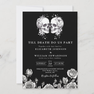 Invitation Tout en un jusqu'à la mort crâne gothique QR Code 