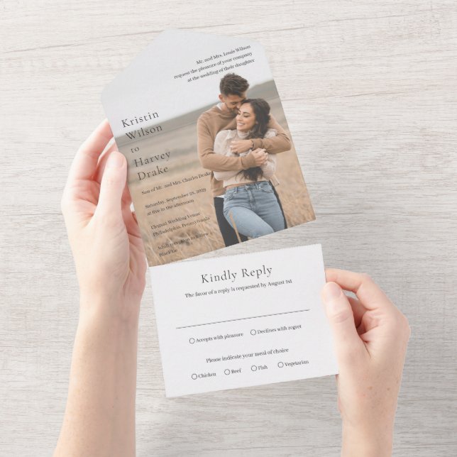 Invitation Tout En Un Kristin Photo Mariage moderne (Déchirure)