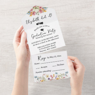 Invitation Tout En Un La fête de la floraison blanche tout en un