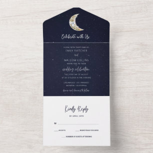 Invitation Tout En Un La Lune céleste célèbre le Mariage