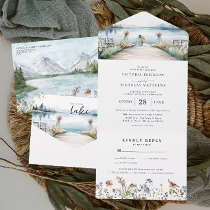 Invitation Tout En Un Lacs Rustiques Fleur Sauvage Mariage Bohème