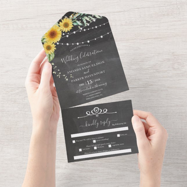 Invitation Tout En Un Lampadaire de tournesol Chalkboard (Déchirure)